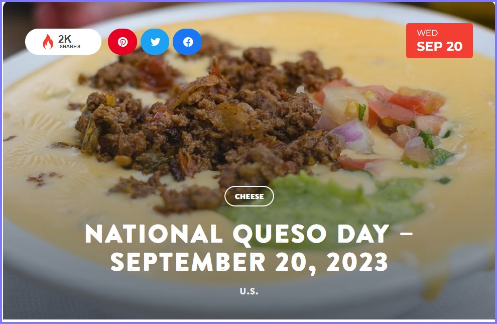 National Today Wednesday September 20 * National Queso Day * Sept_211