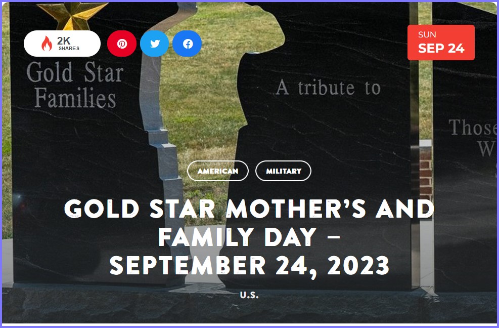 National Today Sunday September 24 * Gold Star Mother’s and Family Day * Sept_215