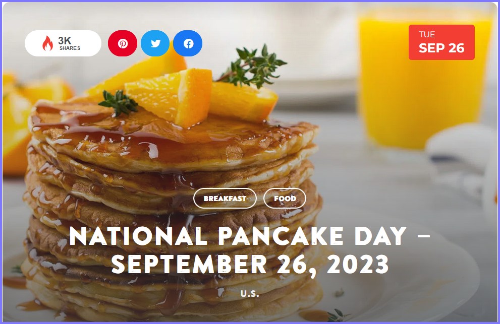 National Today Tuesday September 26 * National Pancake Day * Sept_218