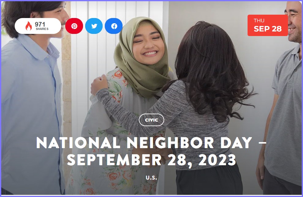 National Today Thursday September 28 * National Neighbor Day * Sept_220