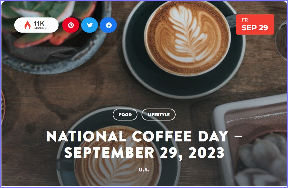 National Today Friday September 29 * National Coffee Day * Sept_221