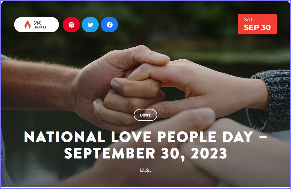 National Today Saturday September 30 * National Love People Day * Sept_310