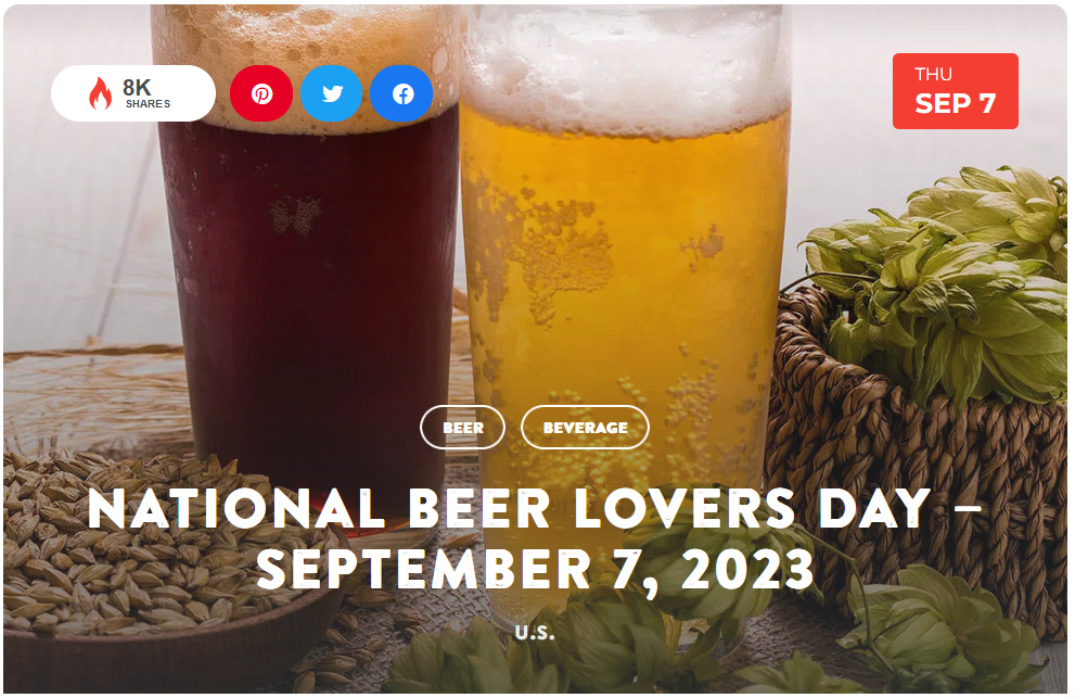 National Today Thursday September 7 * National Beer Lovers Day * Sept_710