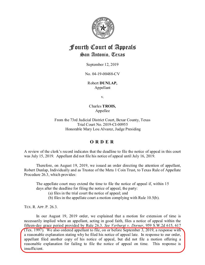 Dave Schmidt (Meta 1 Coin) - Can Robert Read? - Is Robert Going To The Trial At The County Clerks Desk via The UPS Store? 196aa10