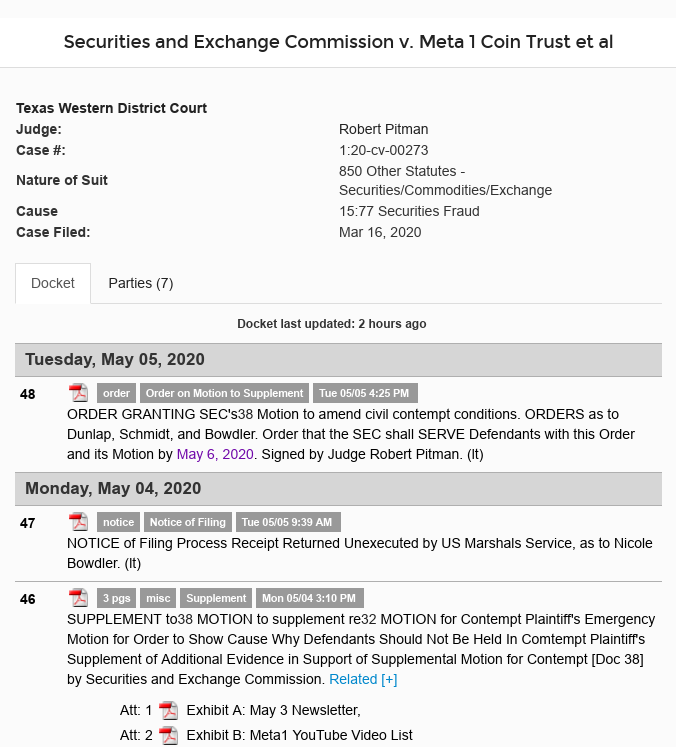 Dave Schmidt (Meta 1 Coin) - Judge Ordered SEC To Serve Defendants By May 6! Scree550