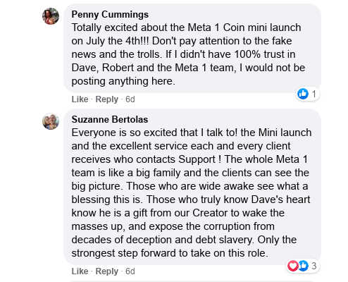 Meta 1 Coin scam -Suzanne Bertolas has removed her Facebook page! Scree589