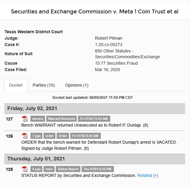 SEC not happy about Meta 1 Coin scam still going on! Scree685