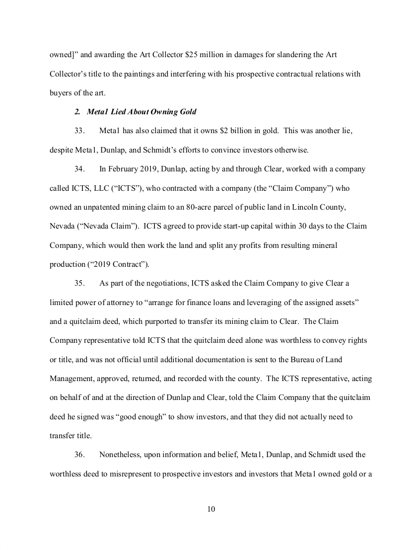 SEC's 28 Page Court Filing For Dave Schmidt's Meta 1 Coin Fraud - RV Guru In Deep Trouble! Sec1010