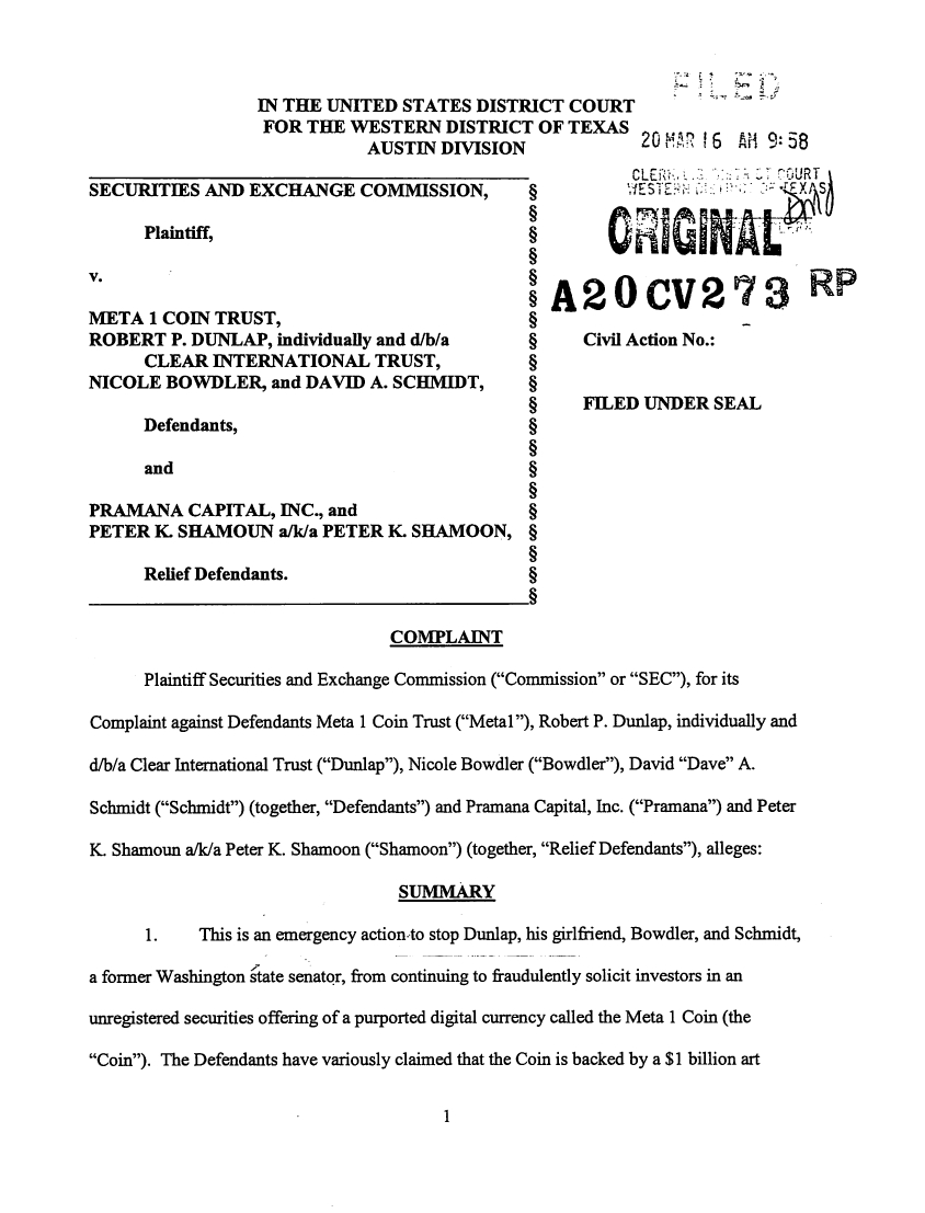 SEC's 28 Page Court Filing For Dave Schmidt's Meta 1 Coin Fraud - RV Guru In Deep Trouble! Sec110