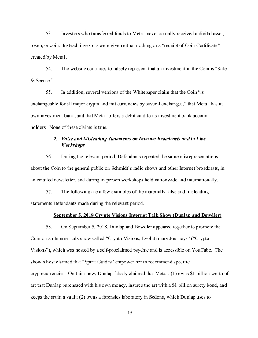 SEC's 28 Page Court Filing For Dave Schmidt's Meta 1 Coin Fraud - RV Guru In Deep Trouble! Sec1510