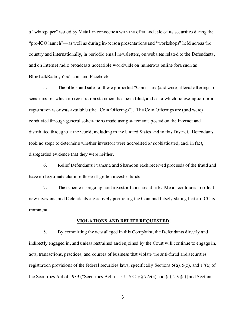 meta - SEC's 28 Page Court Filing For Dave Schmidt's Meta 1 Coin Fraud - RV Guru In Deep Trouble! Sec310