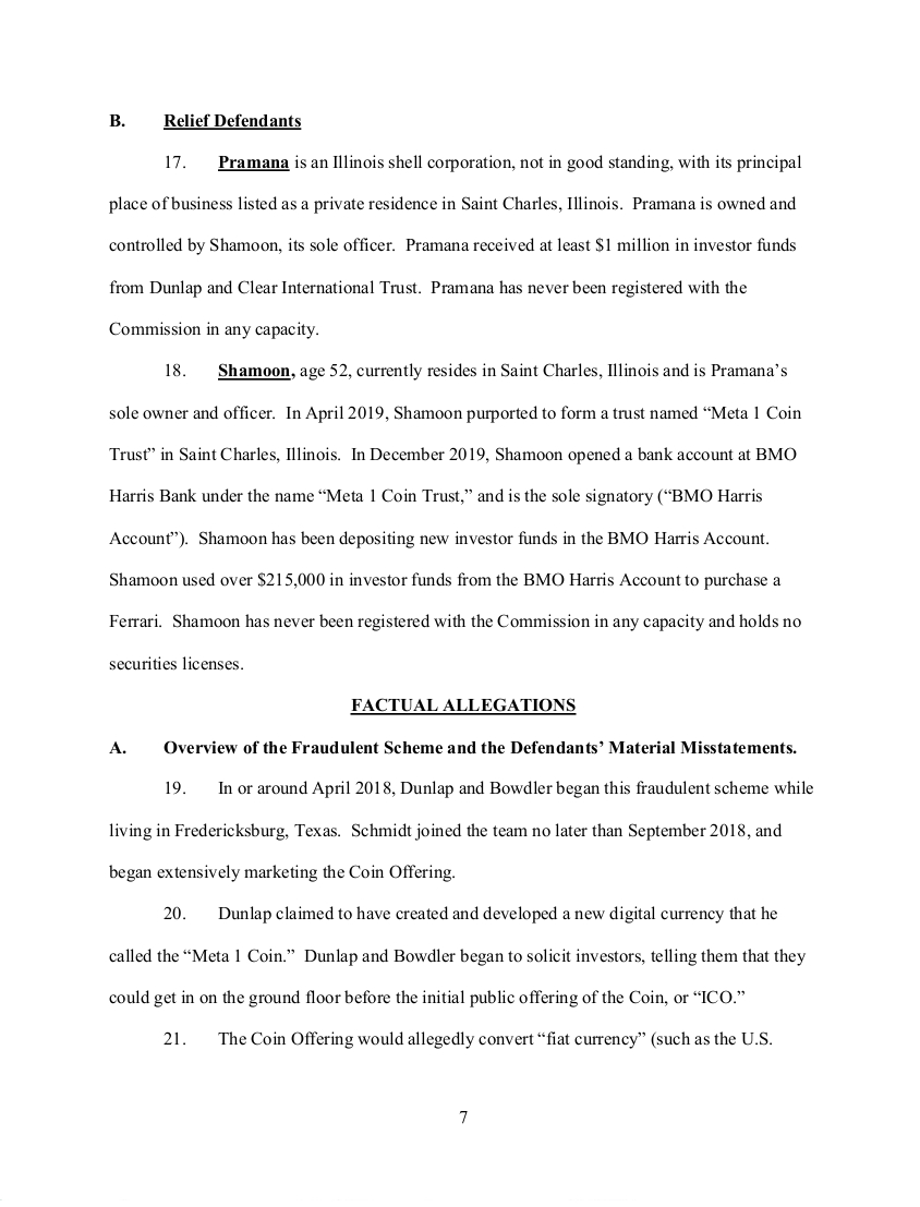 meta - SEC's 28 Page Court Filing For Dave Schmidt's Meta 1 Coin Fraud - RV Guru In Deep Trouble! Sec710