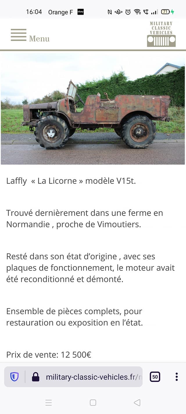 2 Licorne Laffly découverte en Normandie Licor581