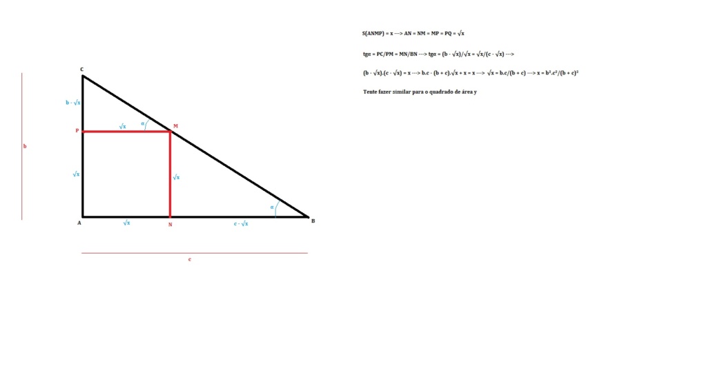 Quadrado Inscrito no Triângulo Retângulo [Nível:médio?] Aquadt10