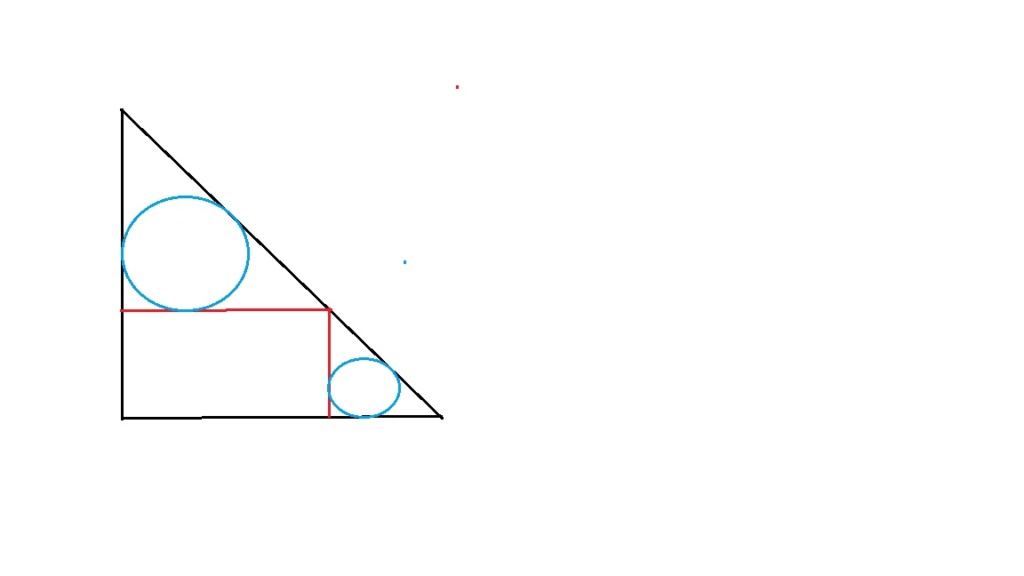 Área máxima de círculo e retângulo inscrito em triângul Citrir10