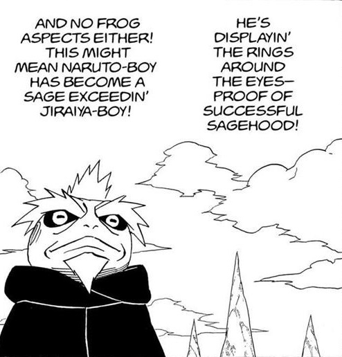 Jiraiya em Modo Sennin obviamente poderia esquivar do Sandaime Raikage e da flecha do Susano'o 0516