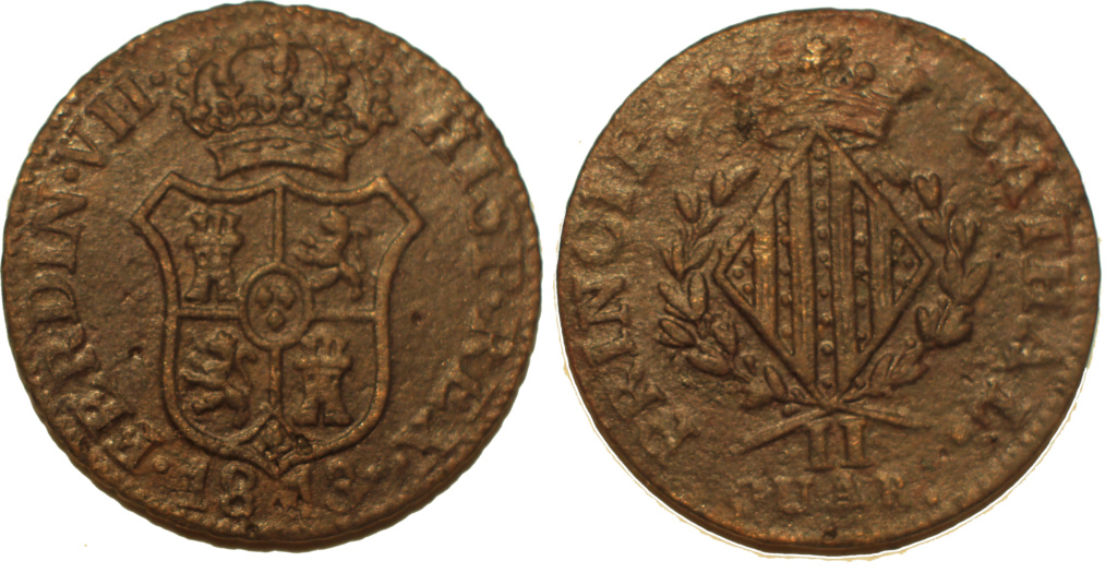 2 Cuartos 1813 Mallorca, Fernando VII, Ocupación Napoleónica 2_cuar10