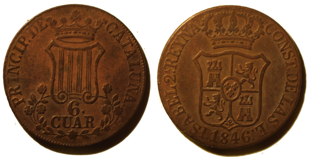  6 Cuartos. 1846. Cataluña. Isabel II. 7 pétalos. 7_peta10