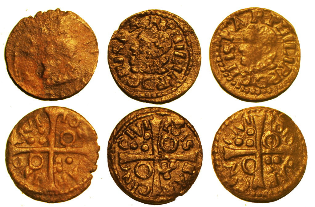 Felipe III, dineros de Barcelona 162(sic), 1615, 1616 (variante leyenda) Dinere10