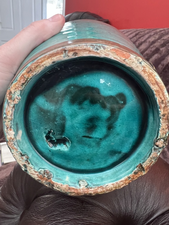 Copper edged pottery vase  853cec10