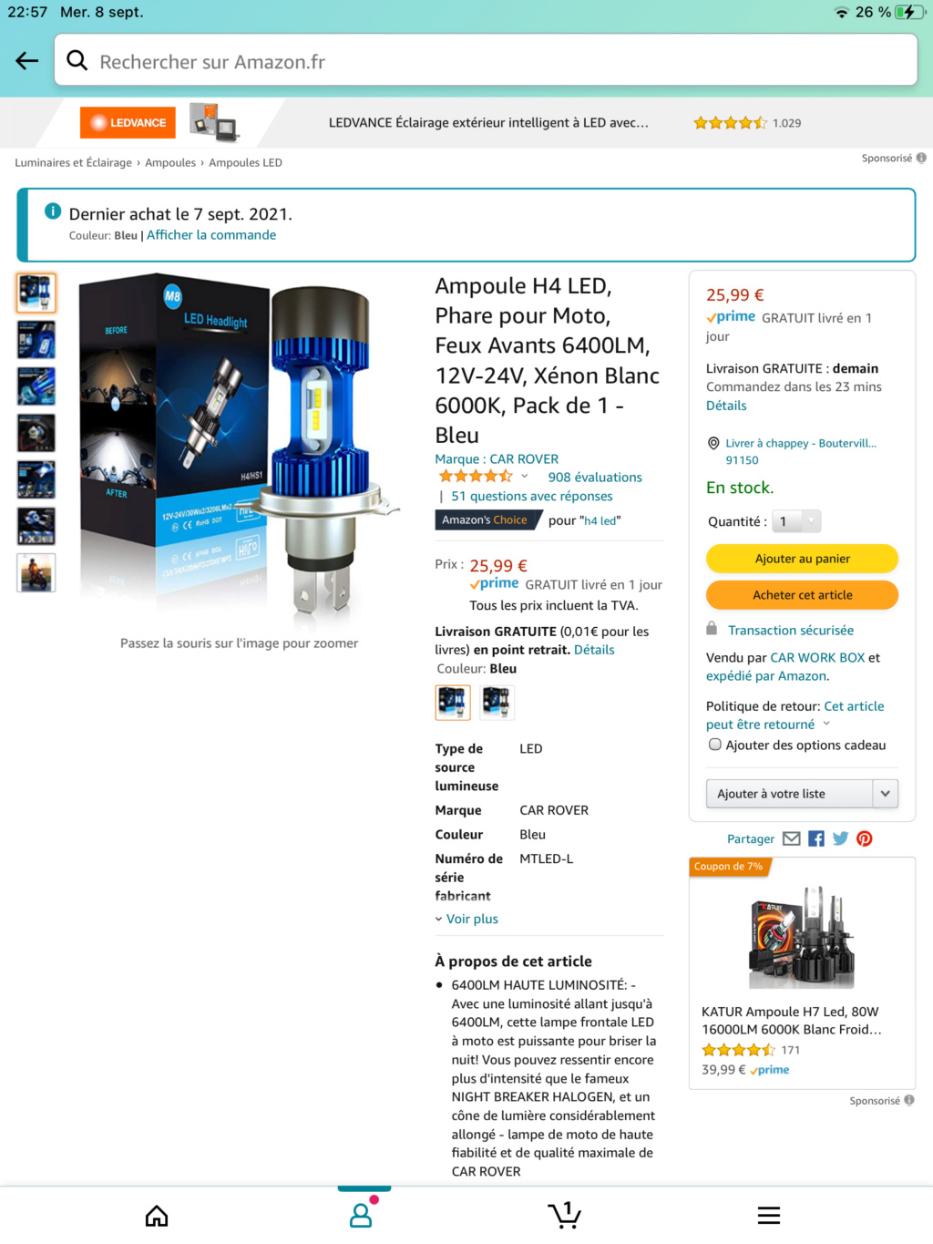 Test et pose de l'ampoule LED BI H4 ventilée (code et phare) TecnoGlobe - Page 3 4e1ae810