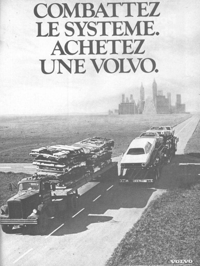 Vieilles publicitées de produits importé publié au Québec Volvo110