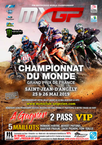 Dimanche 26 Mai 2019, manches du championnat du monde de motocross à Saint  Jean d'Angely en Charente Maritime