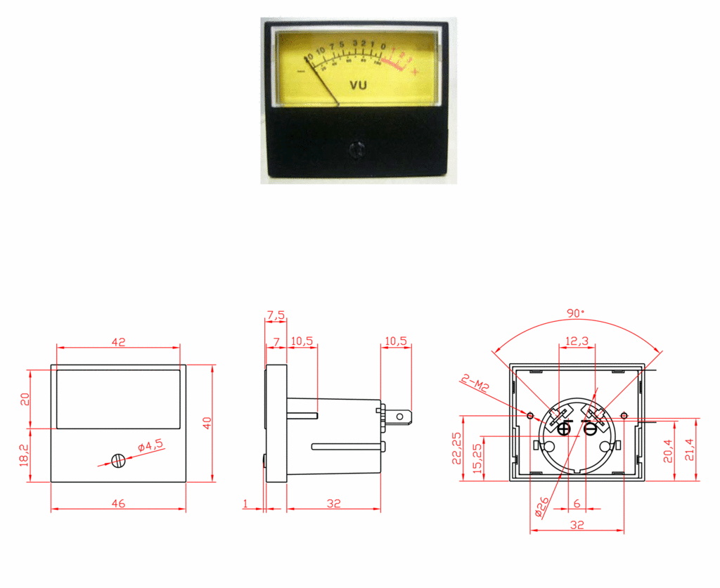 Nouveau vu metre pour gssl 1 mA full scale - top parfait pour 1U style PPM 14 sifam New-gs10