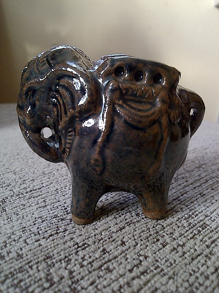 Id help please? on this miniature elephant sculpture.. Tenmoku glaze Img-2026