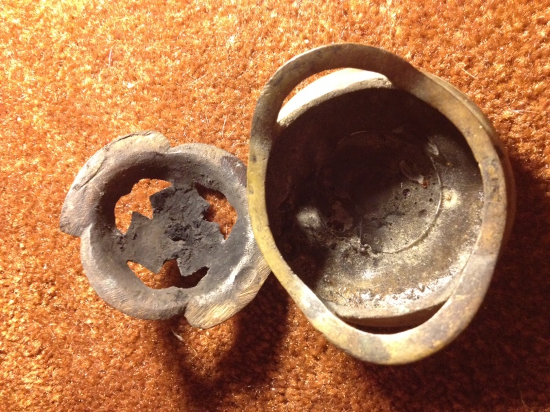 Chinese made decorated metal piece. Looking to identify the markings on bot Photo-24