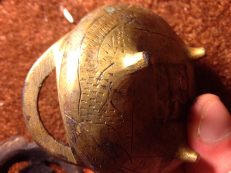 Chinese made decorated metal piece. Looking to identify the markings on bot Photo-26