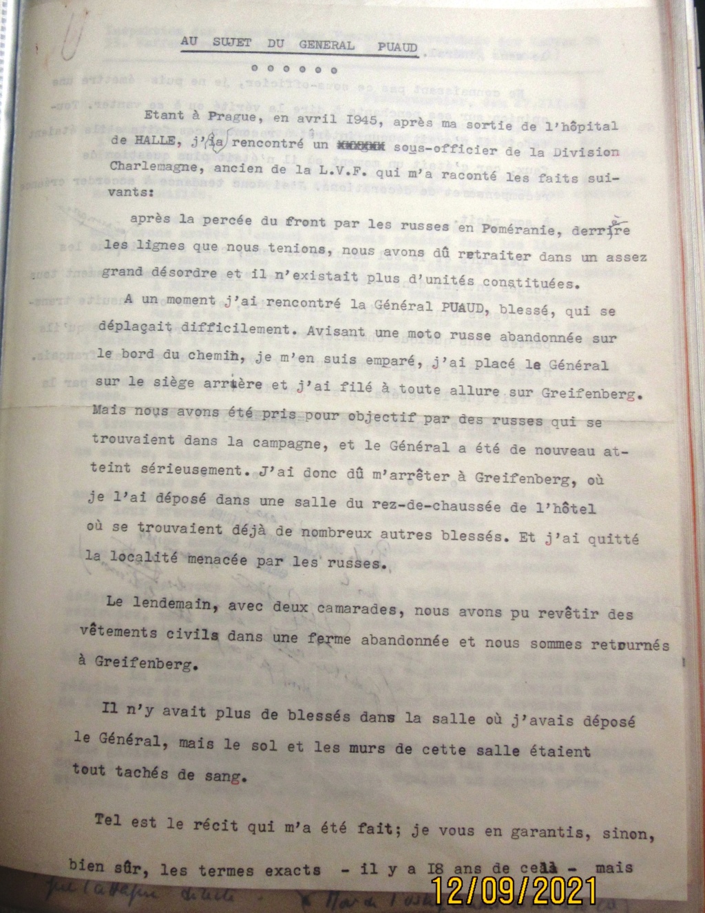 Un témoignage original sur la disparition du Général Puaud en Poméranie Img_1913