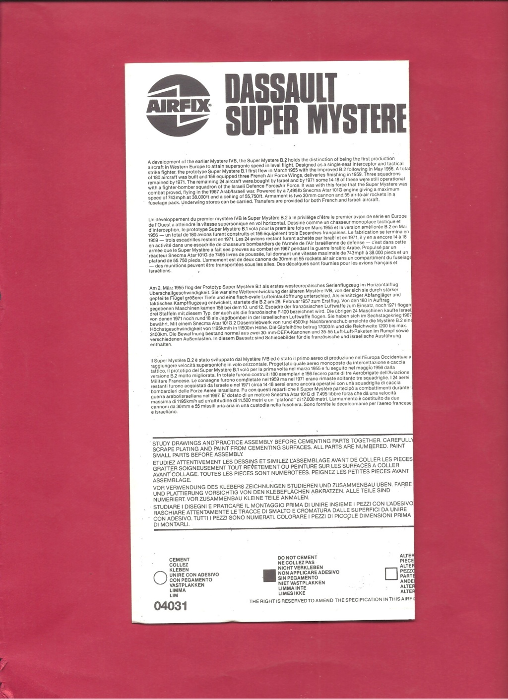 [AIRFIX] DASSAULT SUPER MYSTERE SM B2 1/72ème Réf 04031 Notice Airfix93