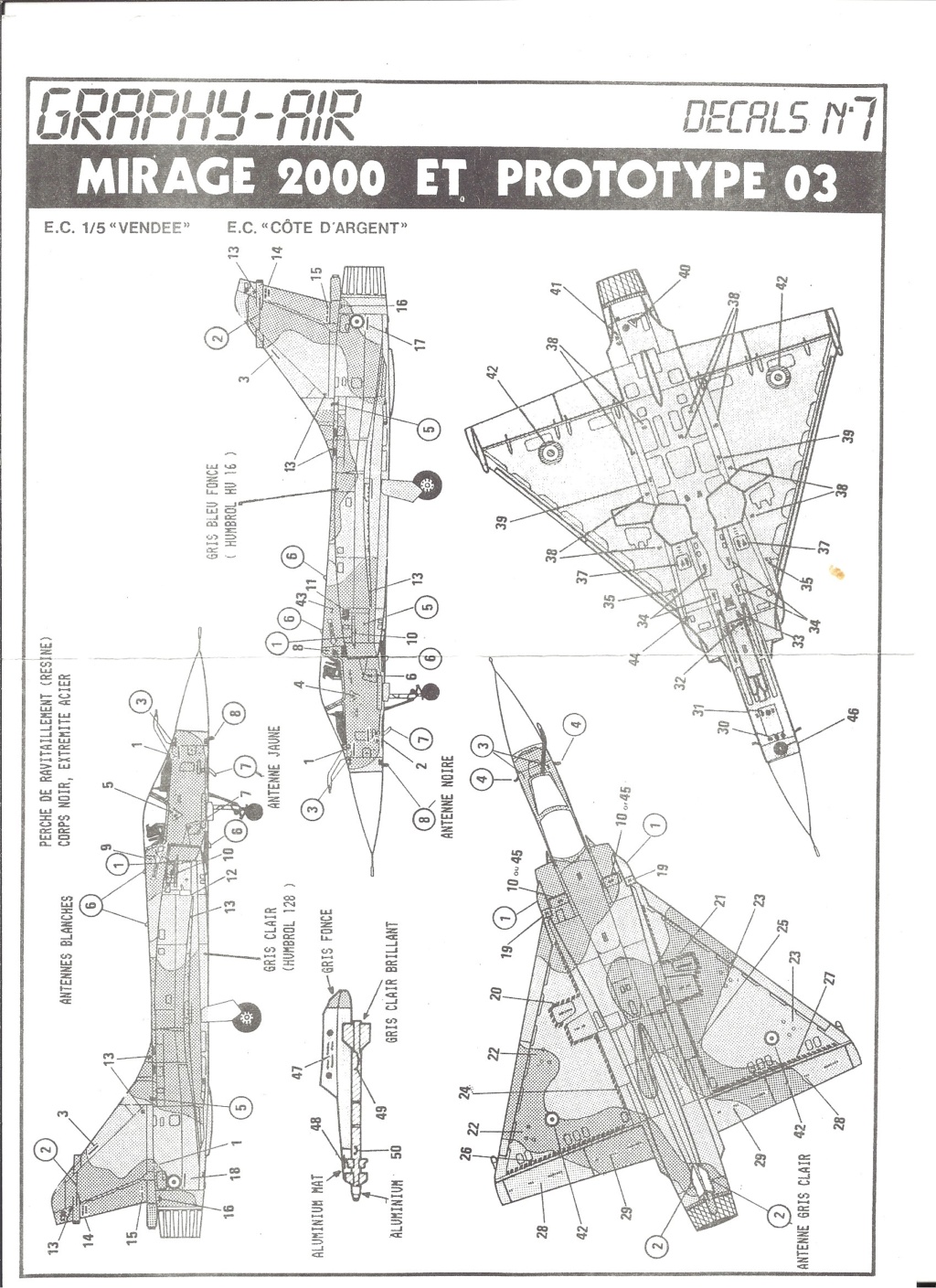 graphy air - [GRAPHY-AIR] Planche de décals  DASSAULT MIRAGE 2000 C et prototype 03 Réf DECALS n°7 1/72ème Graphy10