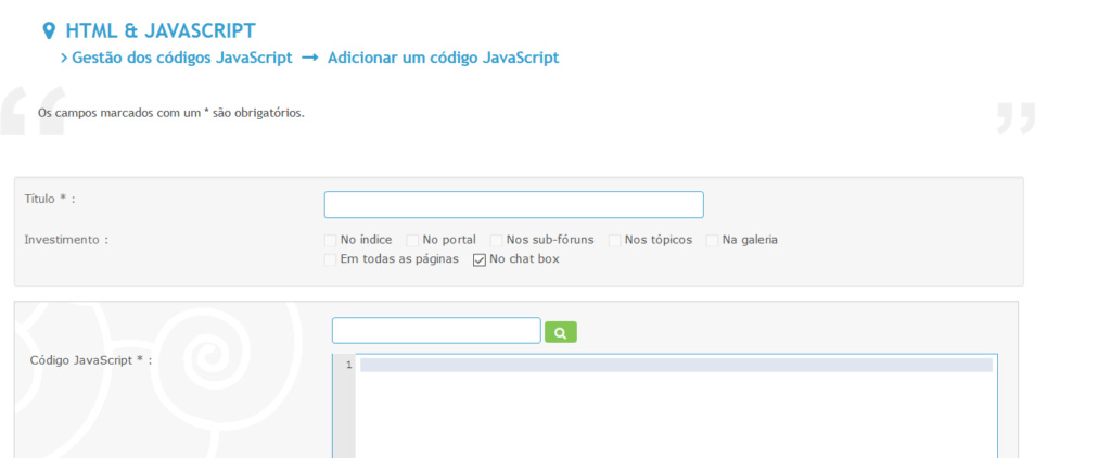 Chegou um novo investimento para as páginas JS: "No chat box" Vocb7i10