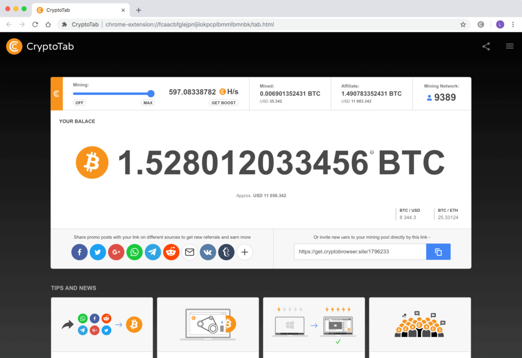 Cryptotab- Mina bitcoins con tu navegador Crypto10