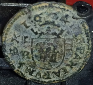 4 maravedís a molino de Felipe IV, en Segovia, 1664. Pt10