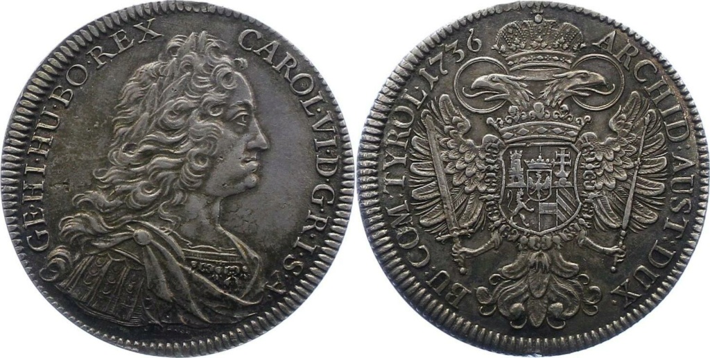 Thaler de Carlos VI, III de España. Tirol (Austria). 1736 22071611