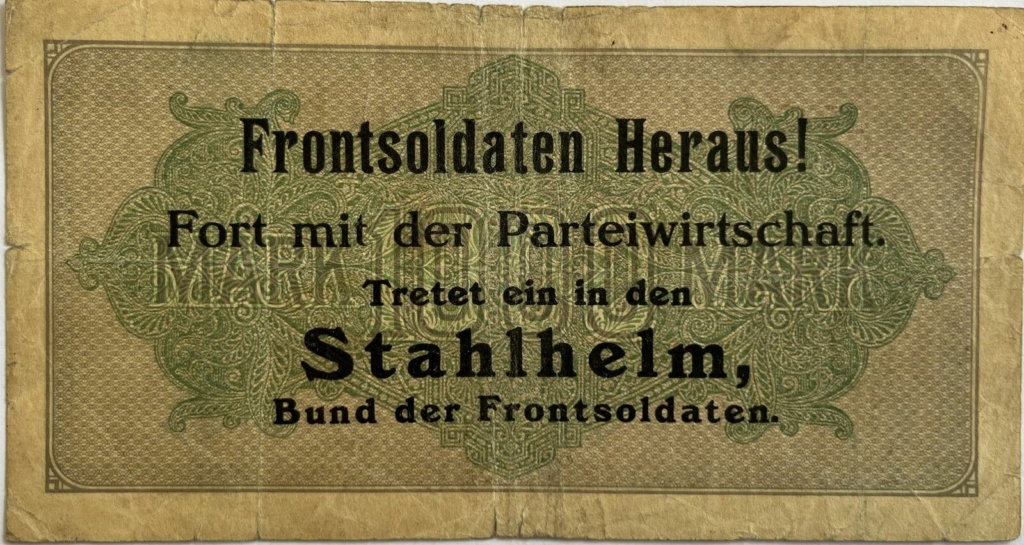 Un gran día para mi colección de propaganda electoral alemana, sobreimpresa en billetes, de partidos políticos alemanes ultranacionalistas y antisemitas 1923-1933.  6428_b11