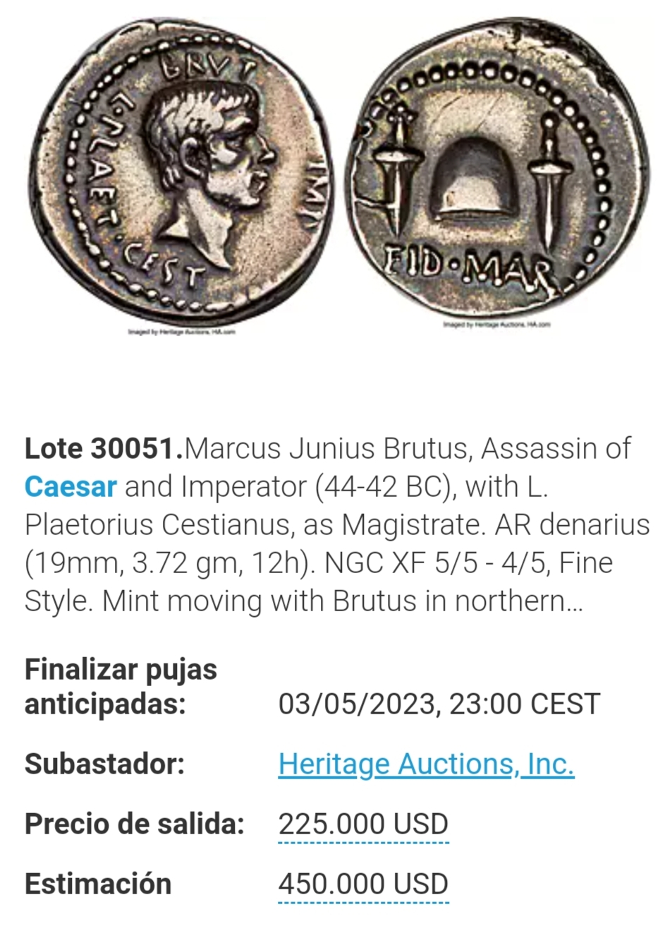 La moneda que Bruto acuñó para celebrar la muerte de Julio César Img_2523