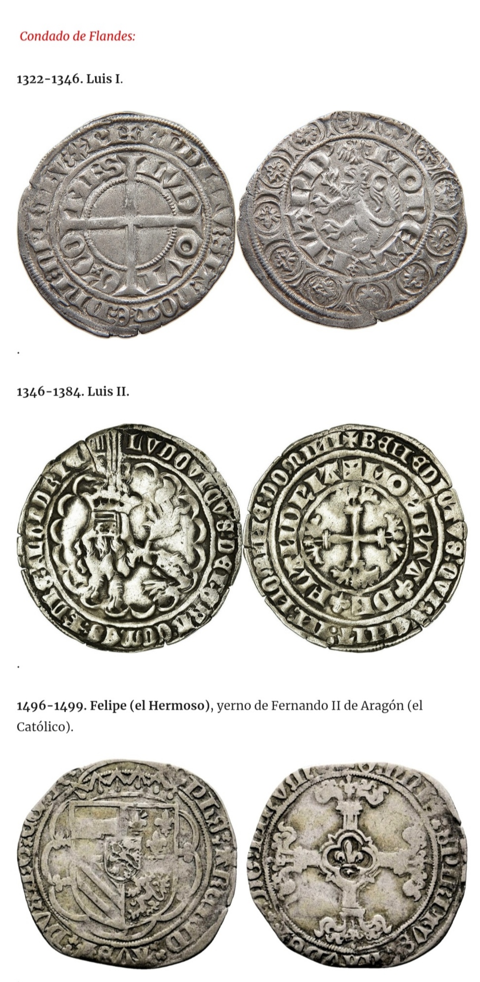 Condado de Flandes. Dinero grande (groot) de Luis I (1322-1346). Scree394