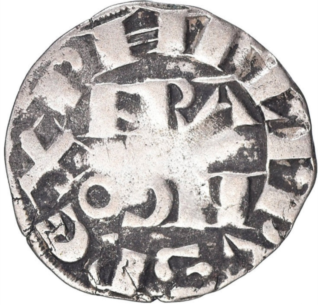 Felipe II de Francia (1180-1223) el Augusto, partícipe en la Cruzada de los Reyes (la tercera). Dinero de vellón de Arrás.  Scree414