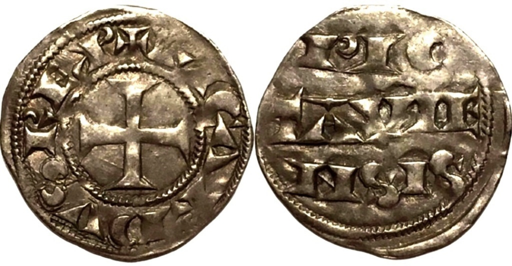 Felipe II de Francia (1180-1223) el Augusto, partícipe en la Cruzada de los Reyes (la tercera). Dinero de vellón de Arrás.  Scree416