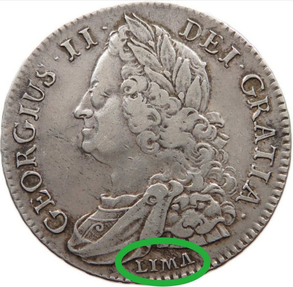 1/2 corona 1745. Jorge II. Reino Unido. LIMA Screen57