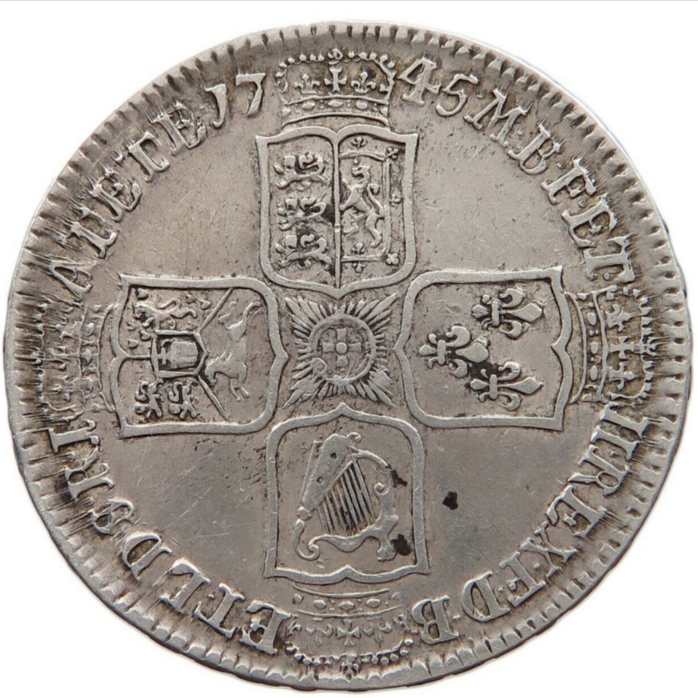 1/2 corona 1745. Jorge II. Reino Unido. LIMA Screen58