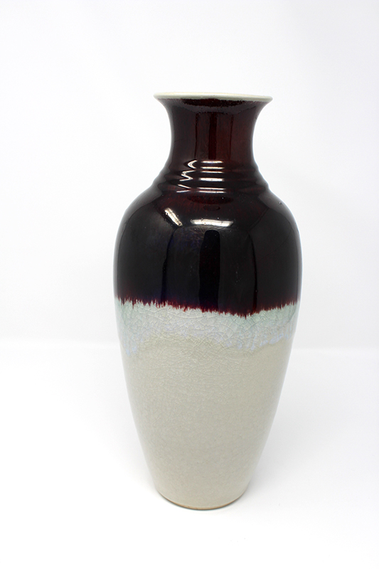 Dark Burgundy and White Vase with colbalt blue mark Img_0314