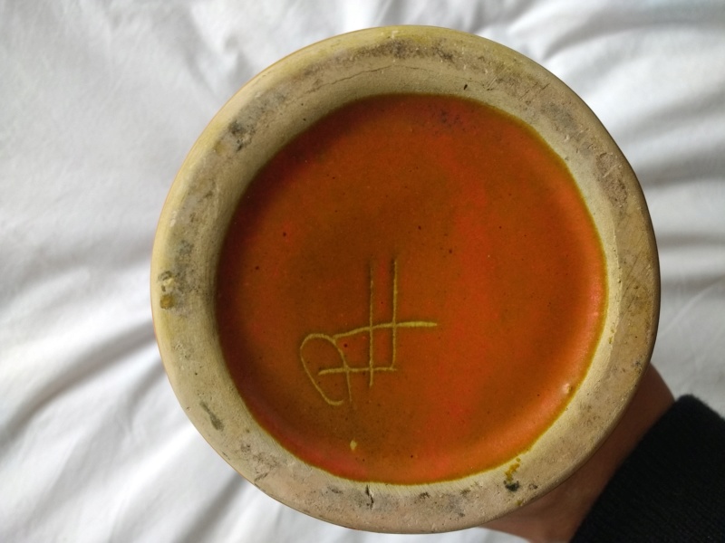 Vase en céramique moucheté noir sur fond émail orange  - Tofej Keramia Hongrie  Img_2044