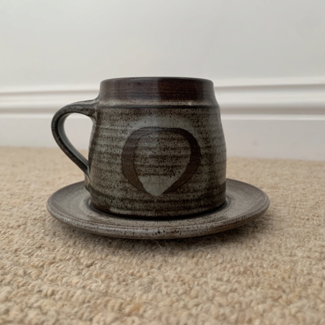 Coffee Pot, Creamer, Sugar, Cups & Saucers P mark - Polperro Pottery  Img_5210