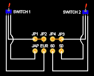 Switch simple 50/60 hertzs pour Megadrive 1 Pal RGB 1601-09 00810
