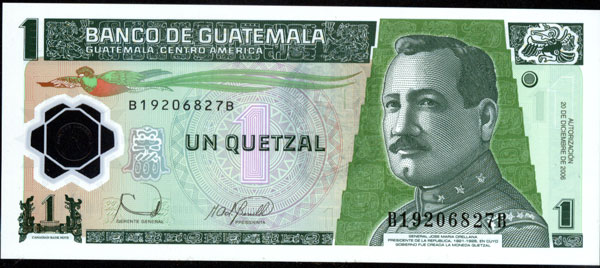 Nuevo billete de 1 quetzal, Guatemala 1_quet10